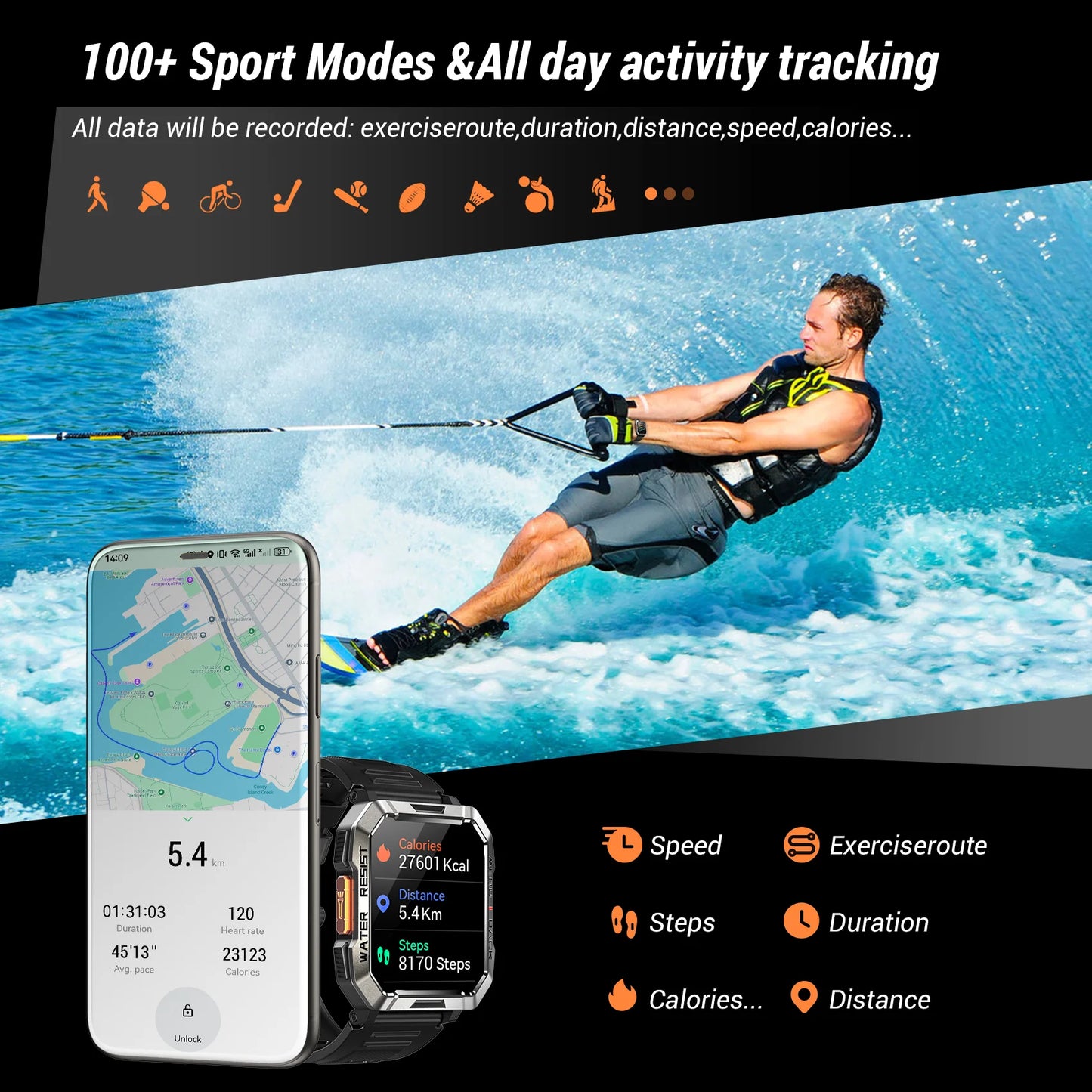 Blackview New Smart Watch 2.01'' HD Display Outdoor Men's Watch