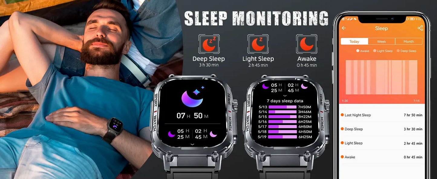 Smart Watch, Waterproof  With Compass And LED Flashlight