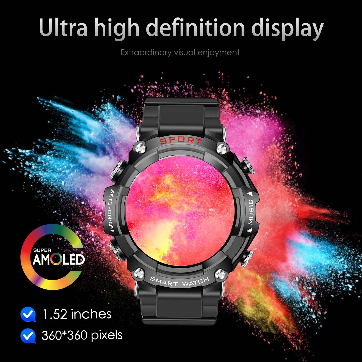 EIGIIS Smart Watch AMOLED Display With In-Ear Bluetooth Headset