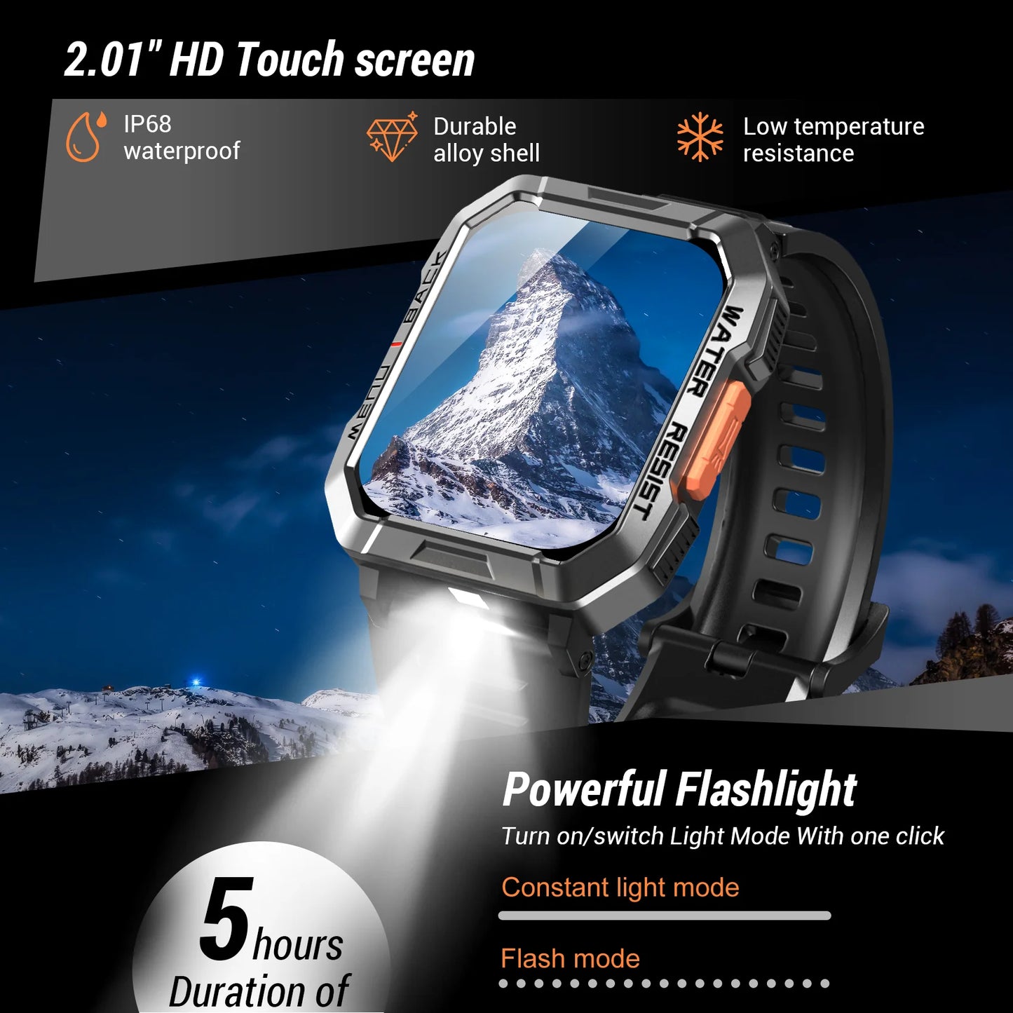 Blackview New Smart Watch 2.01'' HD Display Outdoor Men's Watch