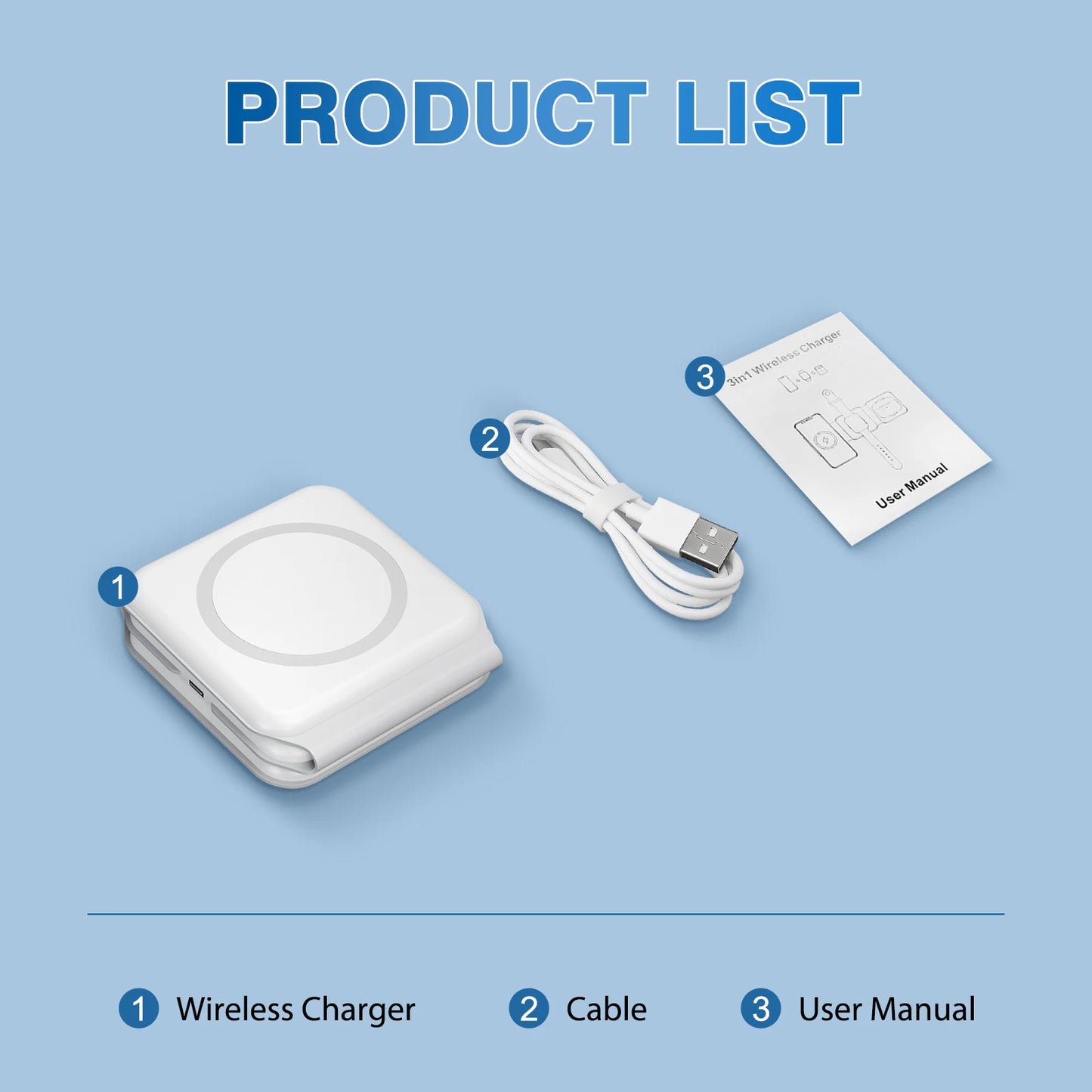 Magnetic Wireless Charger 3 In 1 Travel Charging
