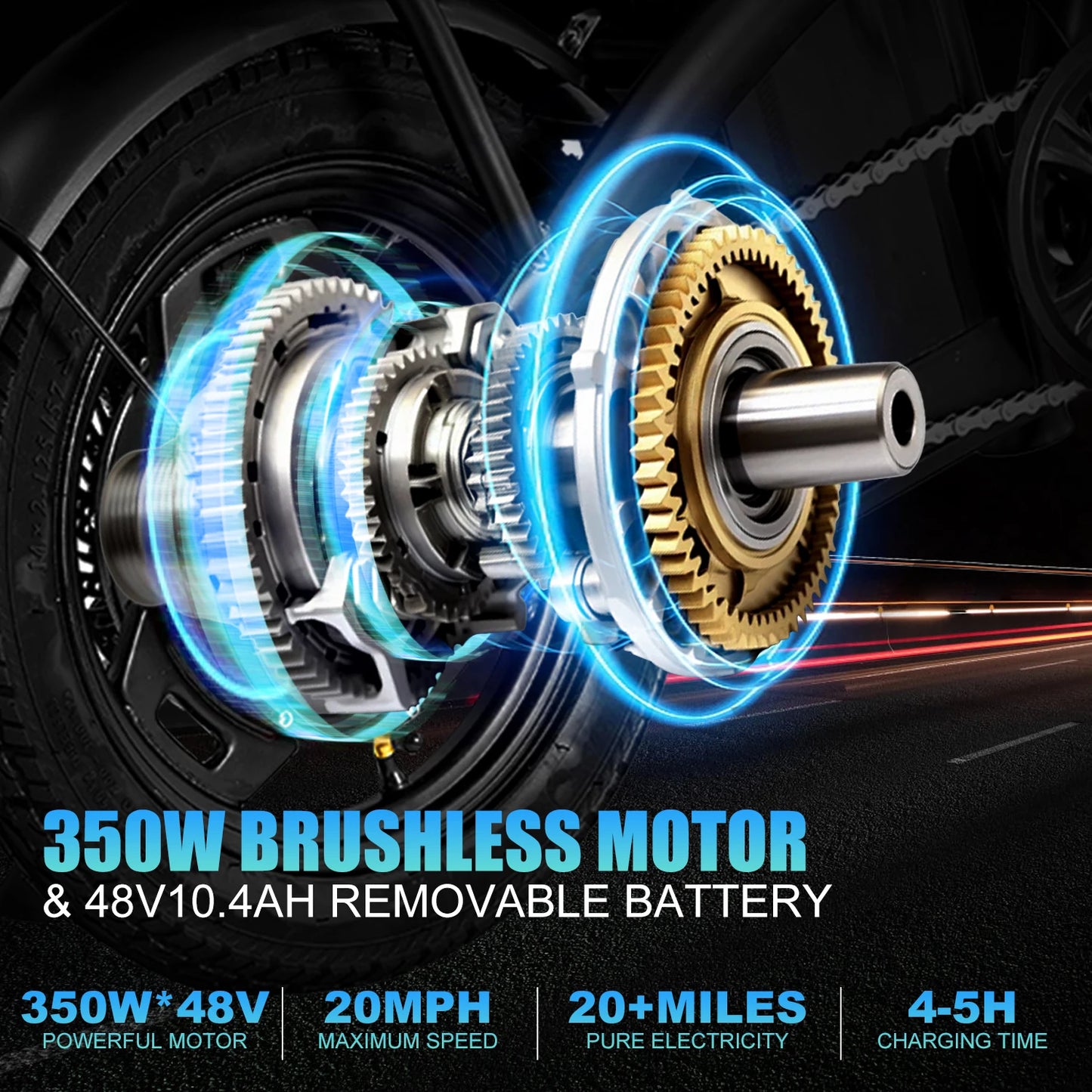 Foldable Electric Bike w/ Seat &Basket 48V 350W Motor 22Miles Range