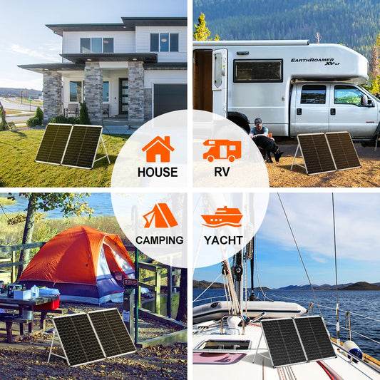 DOKIO 100W/160w/200w 18V Glass Folding Waterproof Solar Panel