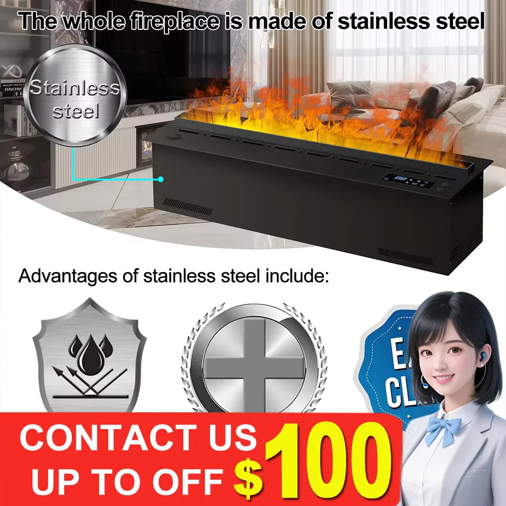 Smart atomization fireplace, 3D multi-color ,water vapor