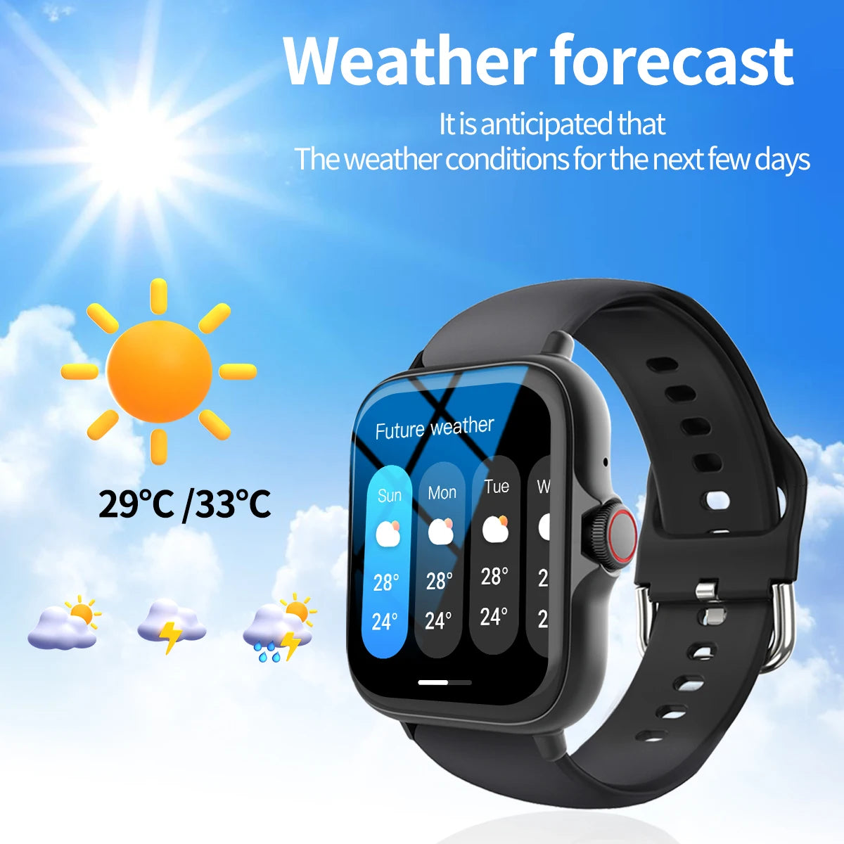 Smart watch with full touch screen, compatible with iPhone/android mo