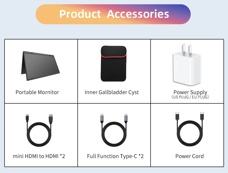15.6 Inch Dual Portable Monitor for Laptop Folding Stacked Triple Display