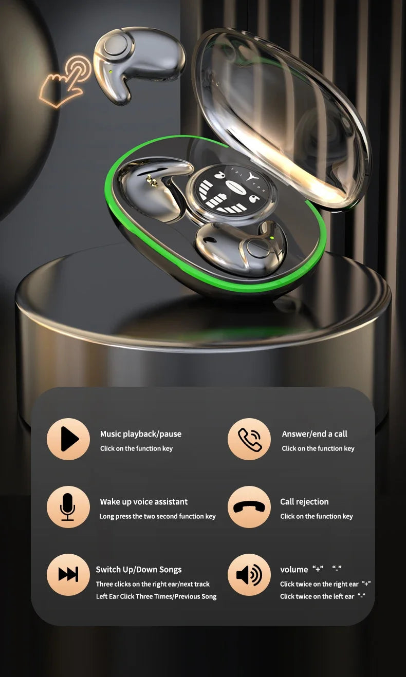 Invisible Sleep Earphones, Wireless , Waterproof  Touch Control Headsets