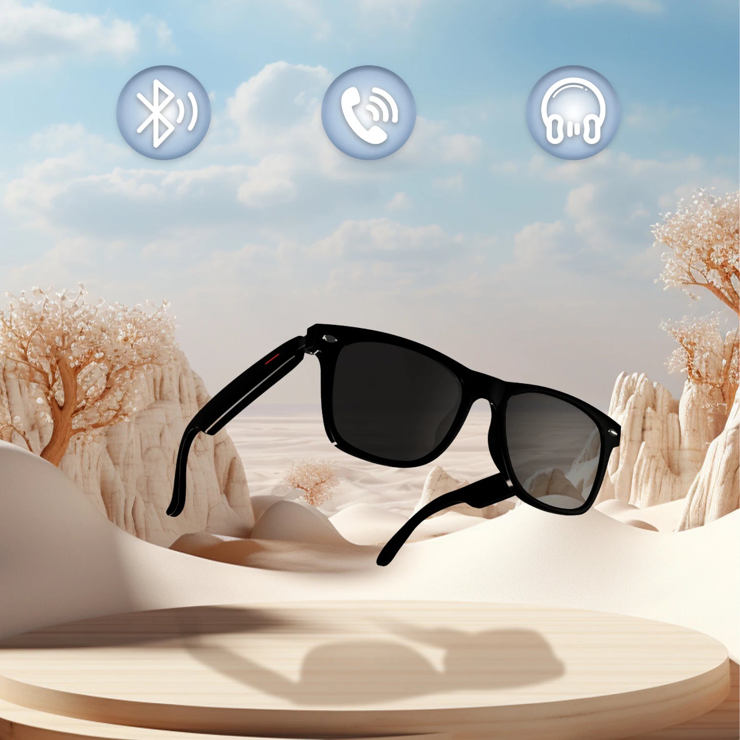 Bluetooth Smart Glasses Built-in Speaker and Mic IPX4 Waterproof Polarized