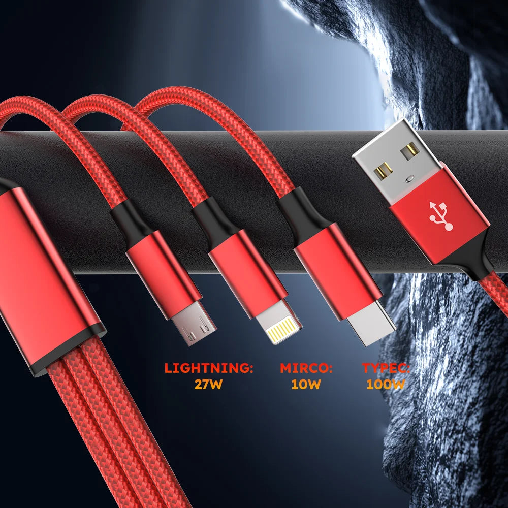 4pcs 3in1 USB-C Fast Charging Cable