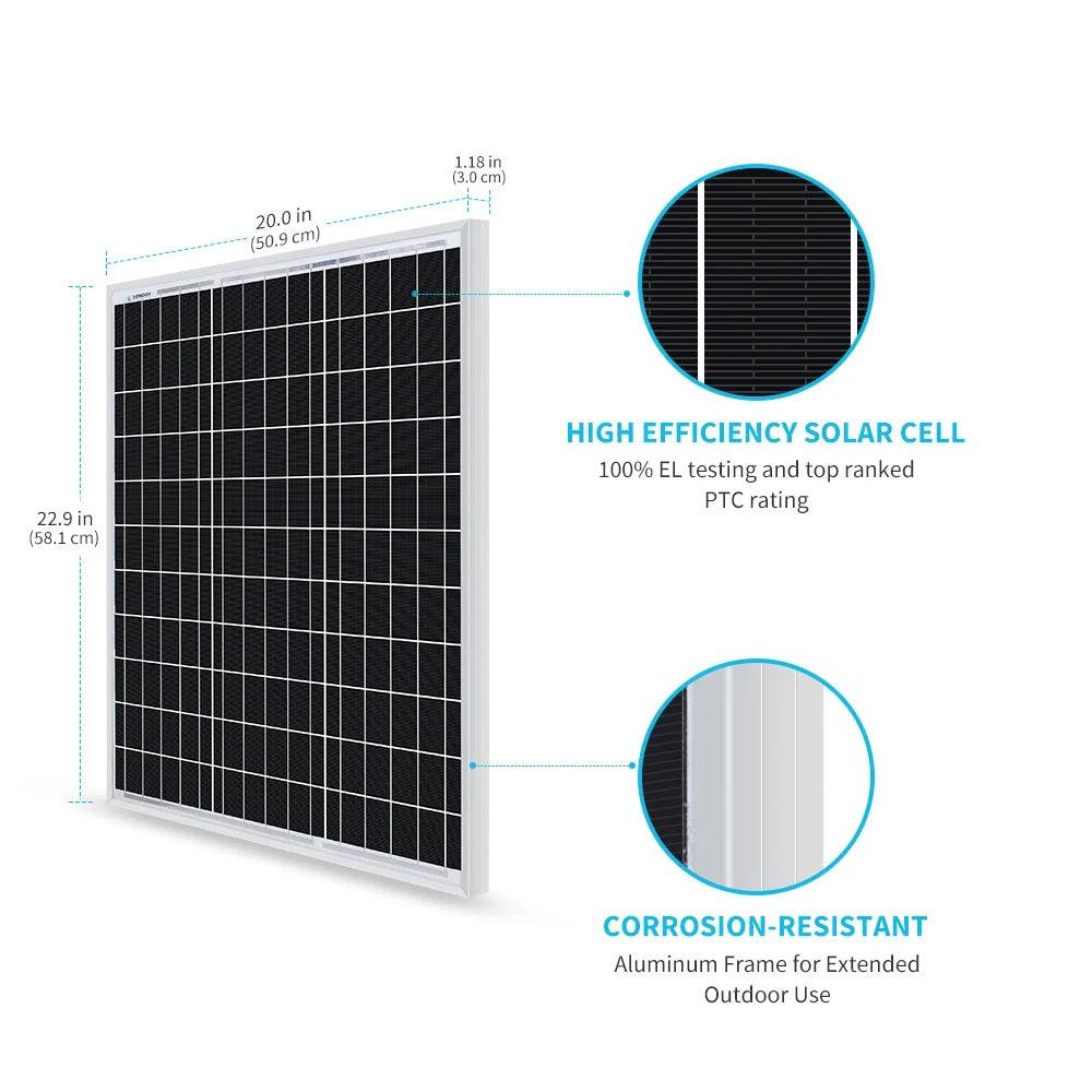 Solar Panel 50 Watt 12 Volt, for RV Marine