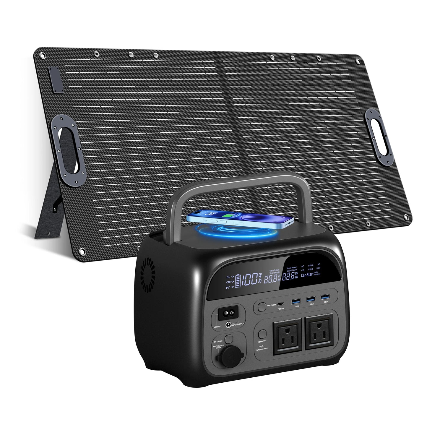 500W Solar Generator Portable Power Station 100W ETFE Solar Panel