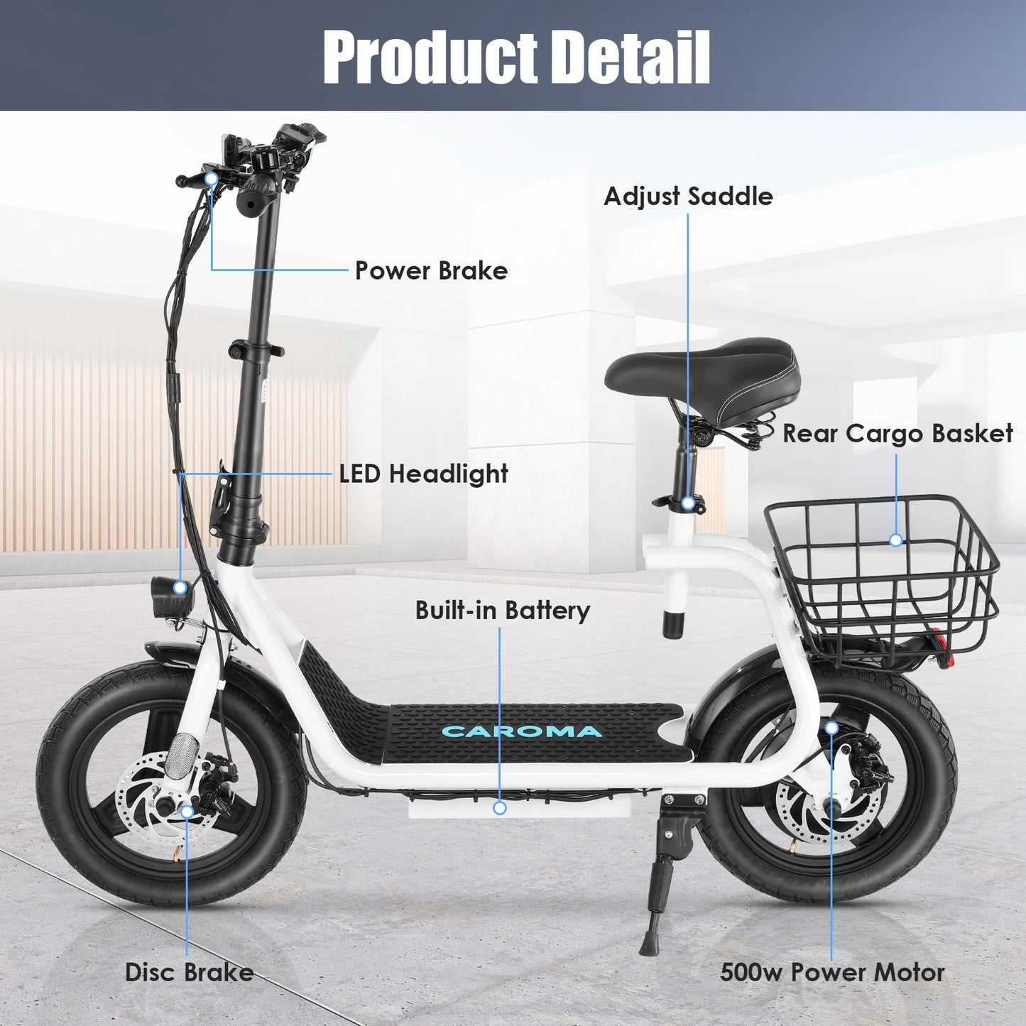 560W Electric Scooter with Seat for Adults 300 LBS