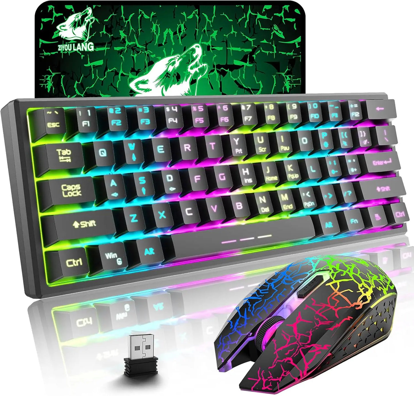 Wireless Gaming Keyboard and Mouse Combo,  LED Backlight Rechargeable