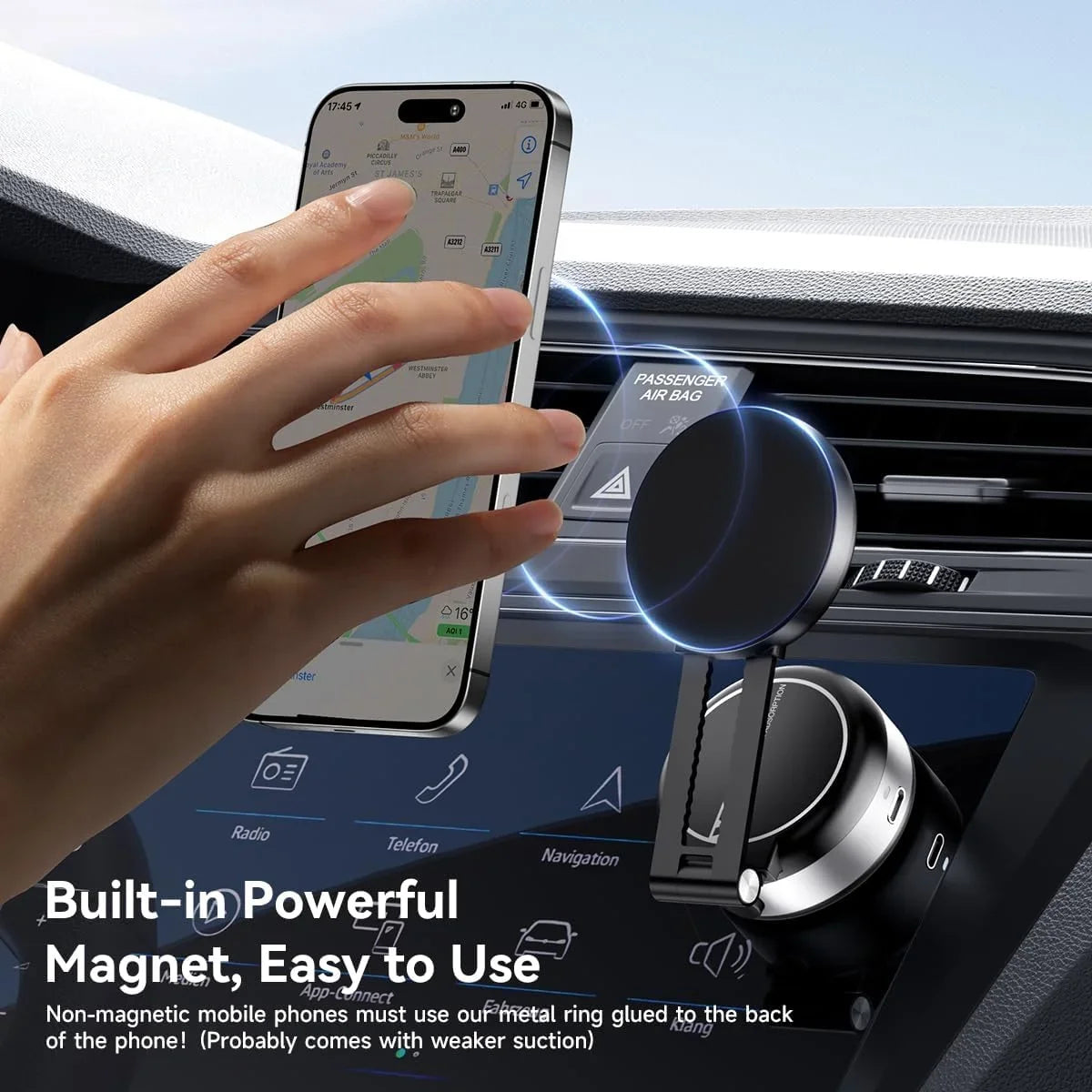 NEW Car Mount Vacuum Magnetic Phone Holder Foldable Strong Suction