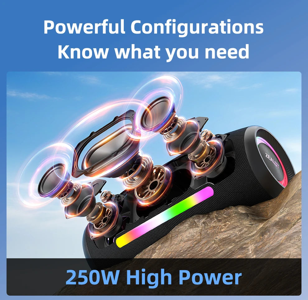250W Portable Bluetooth Speaker, Waterproof