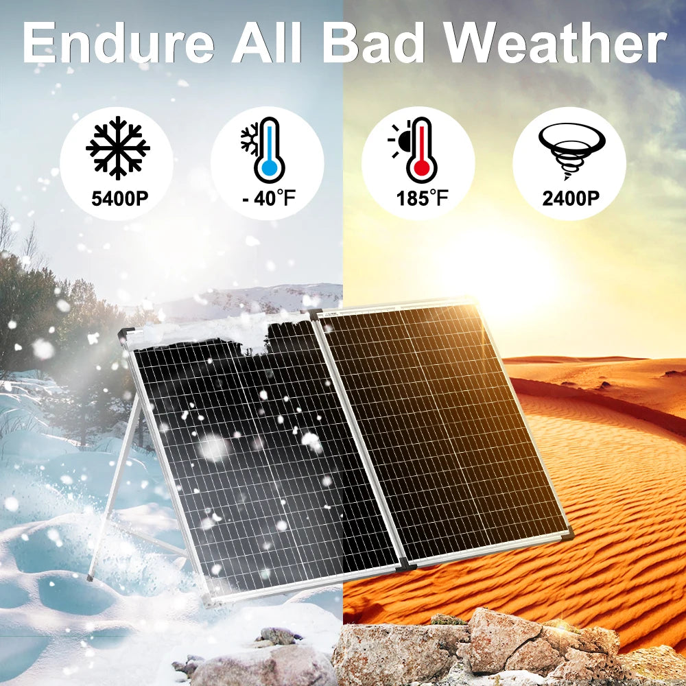 DOKIO 100W/160w/200w 18V Glass Folding Waterproof Solar Panel