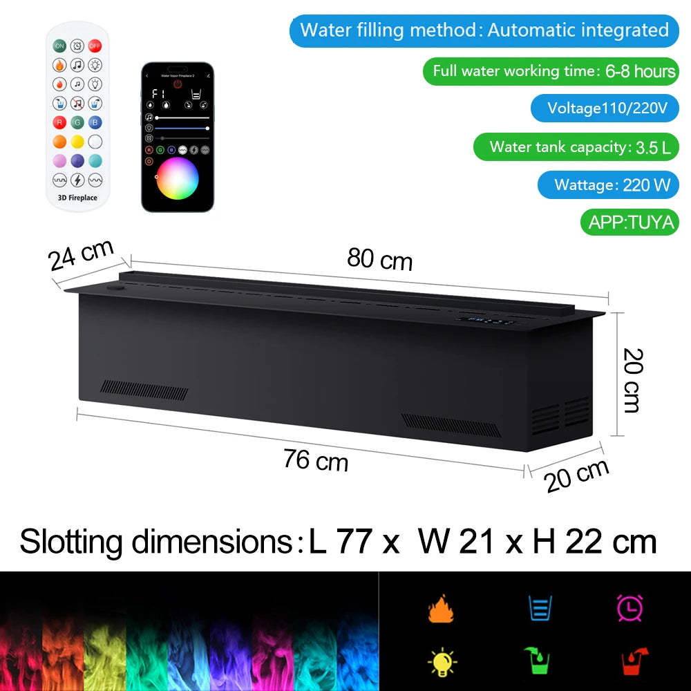 Smart atomization fireplace, 3D multi-color ,water vapor