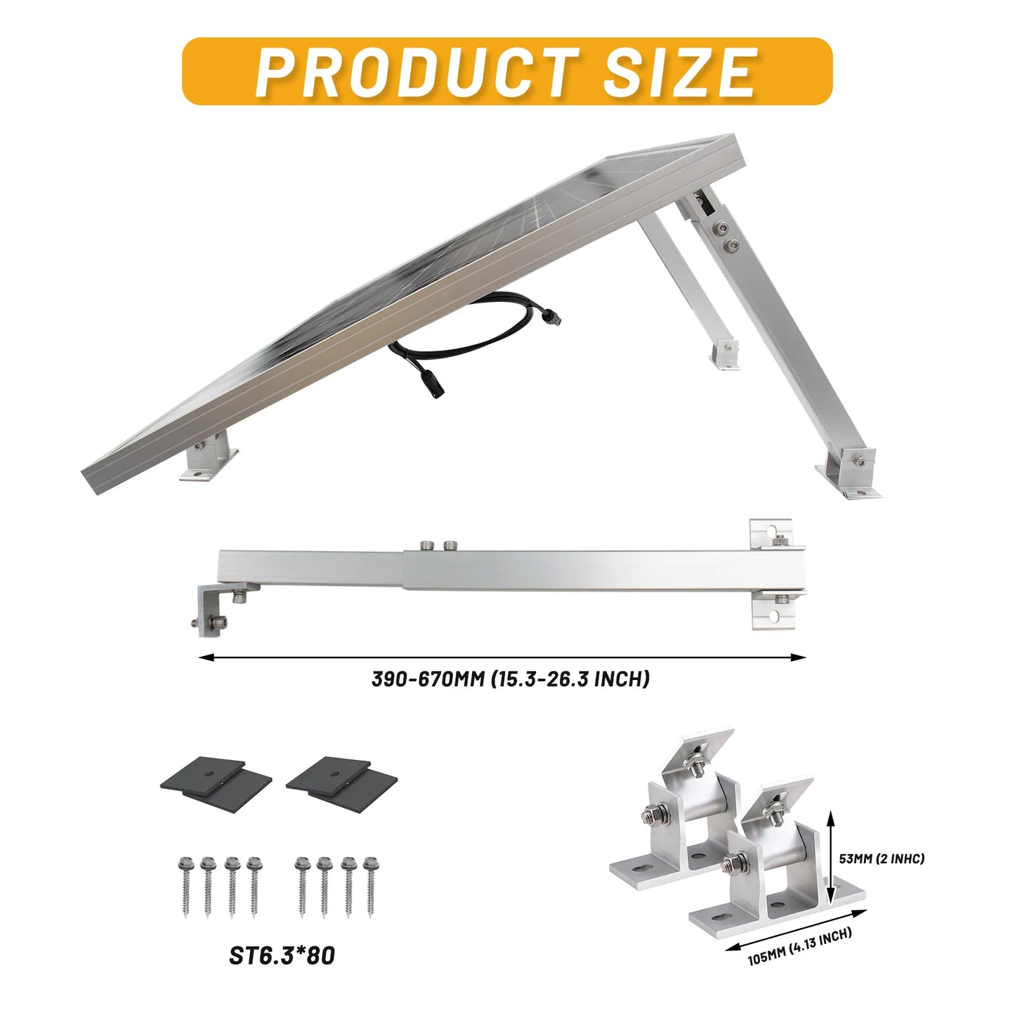 CP-SETUNO Adjustable Solar Panel 26in Tilt Mount Brackets