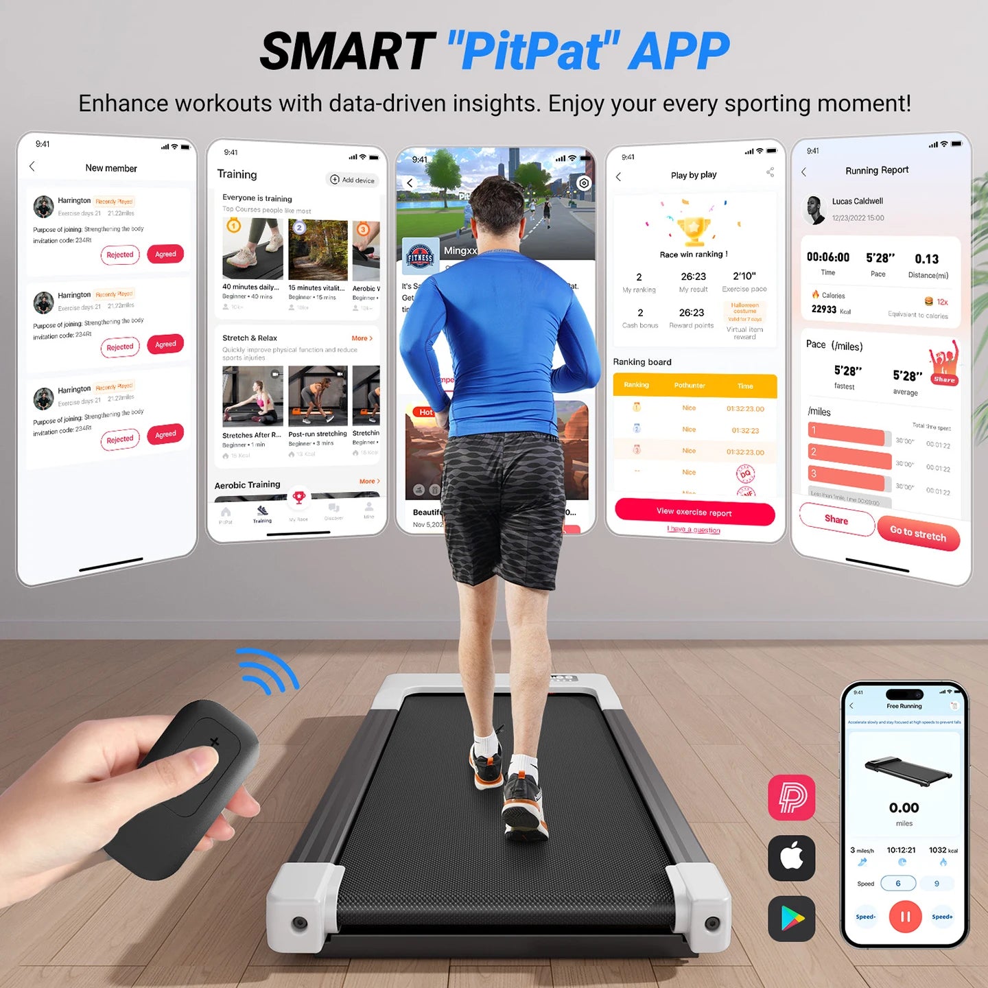 Walking Pad Under Desk Treadmill 2 in 1 Portable with Remote Control LED Display 2.5HP