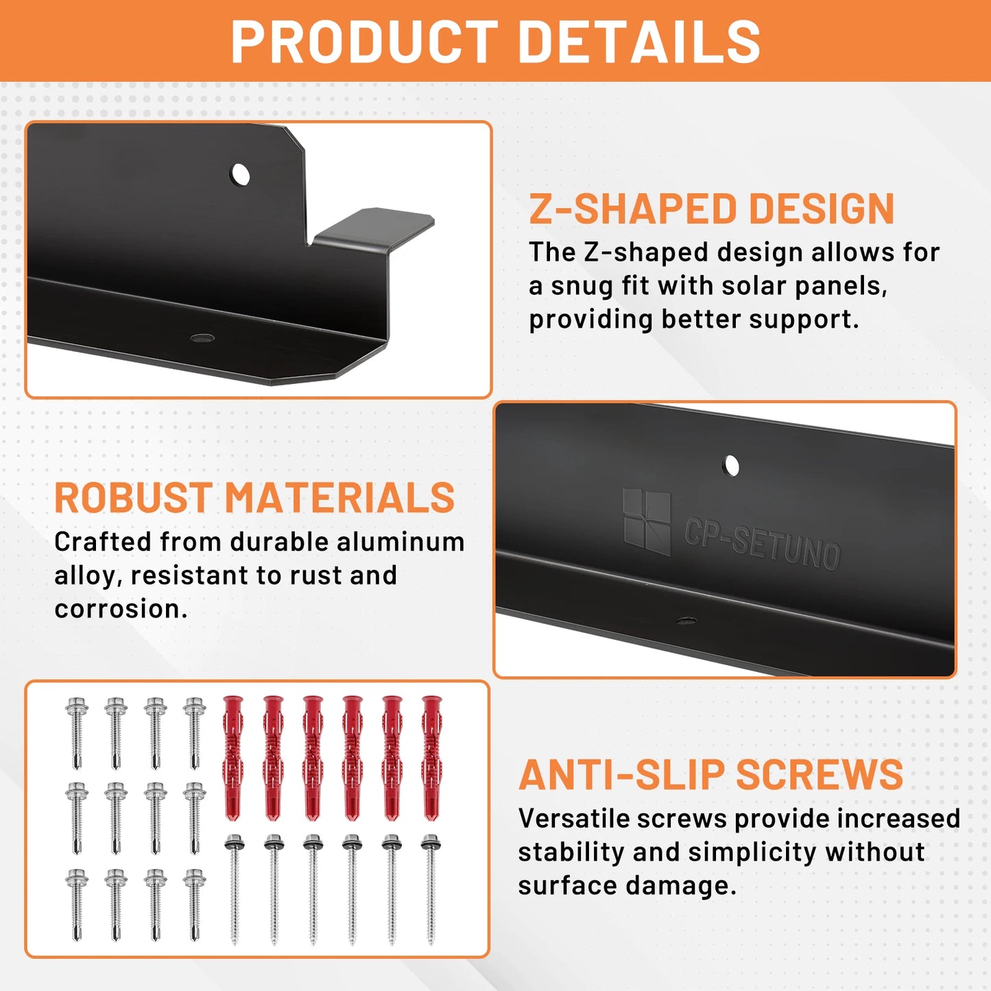 CP-SETUNO 2PCS Z-shaped Solar Panel Holder