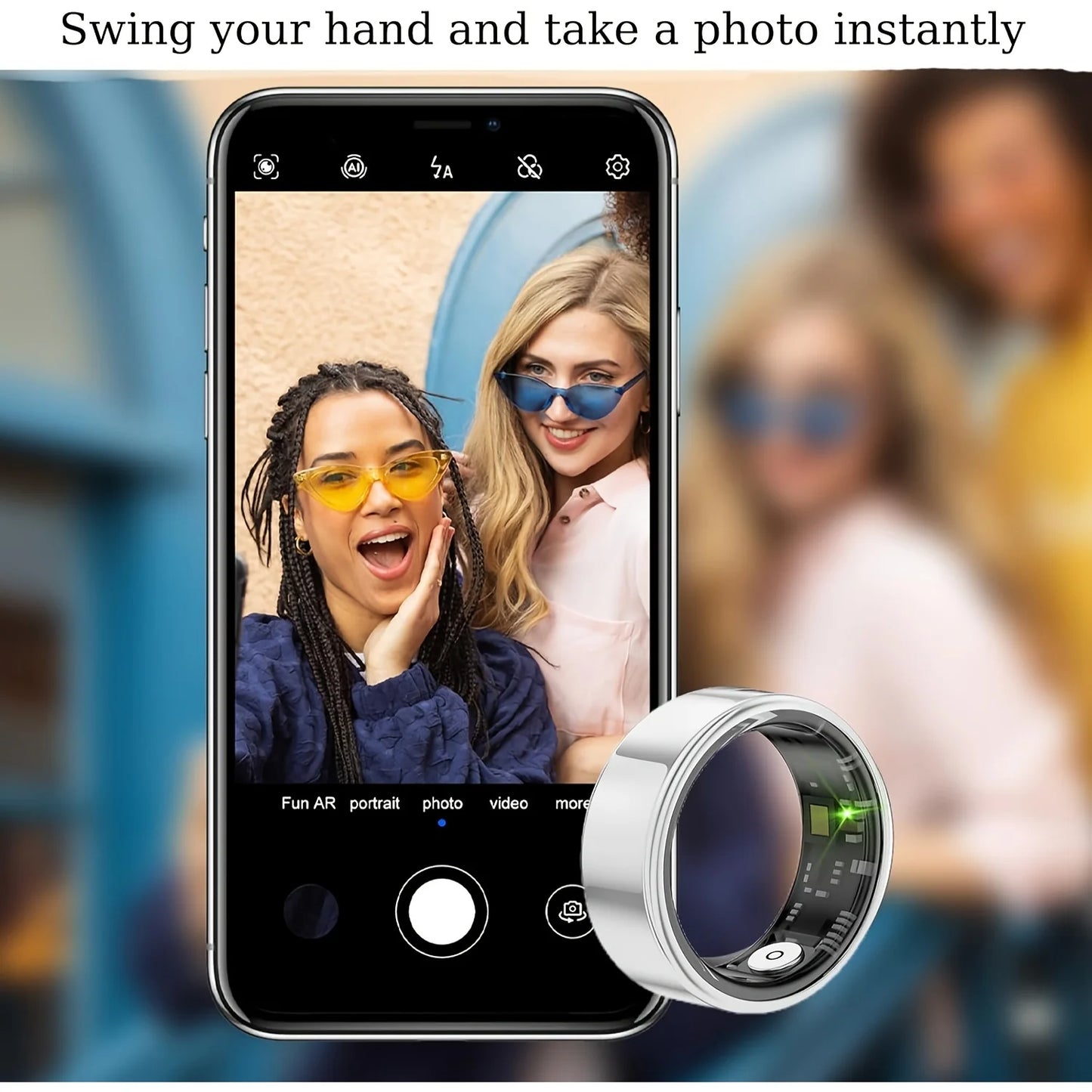 Smart ring, compatible with iPhone and Android, for women and men