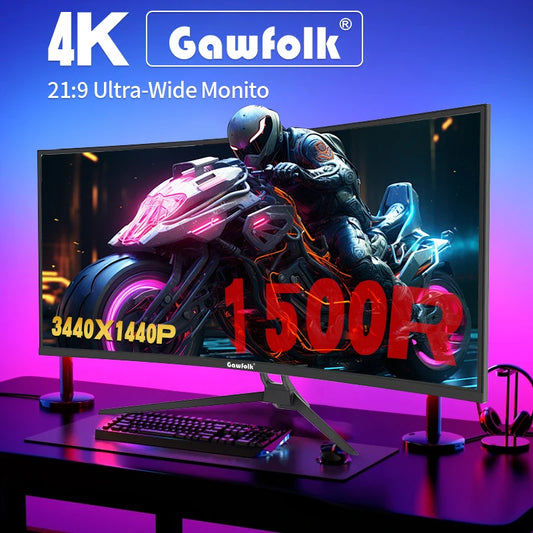 Monitor 34''  Screen Curved 1500R Gaming Bezel-less Slim