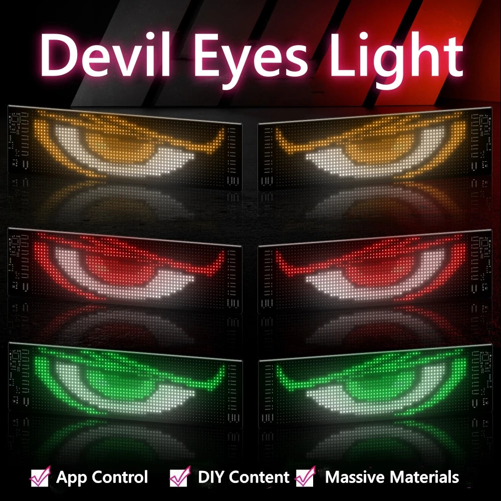 2PCS Devil Eyes Light For Car and truck Window Flexible LED Display