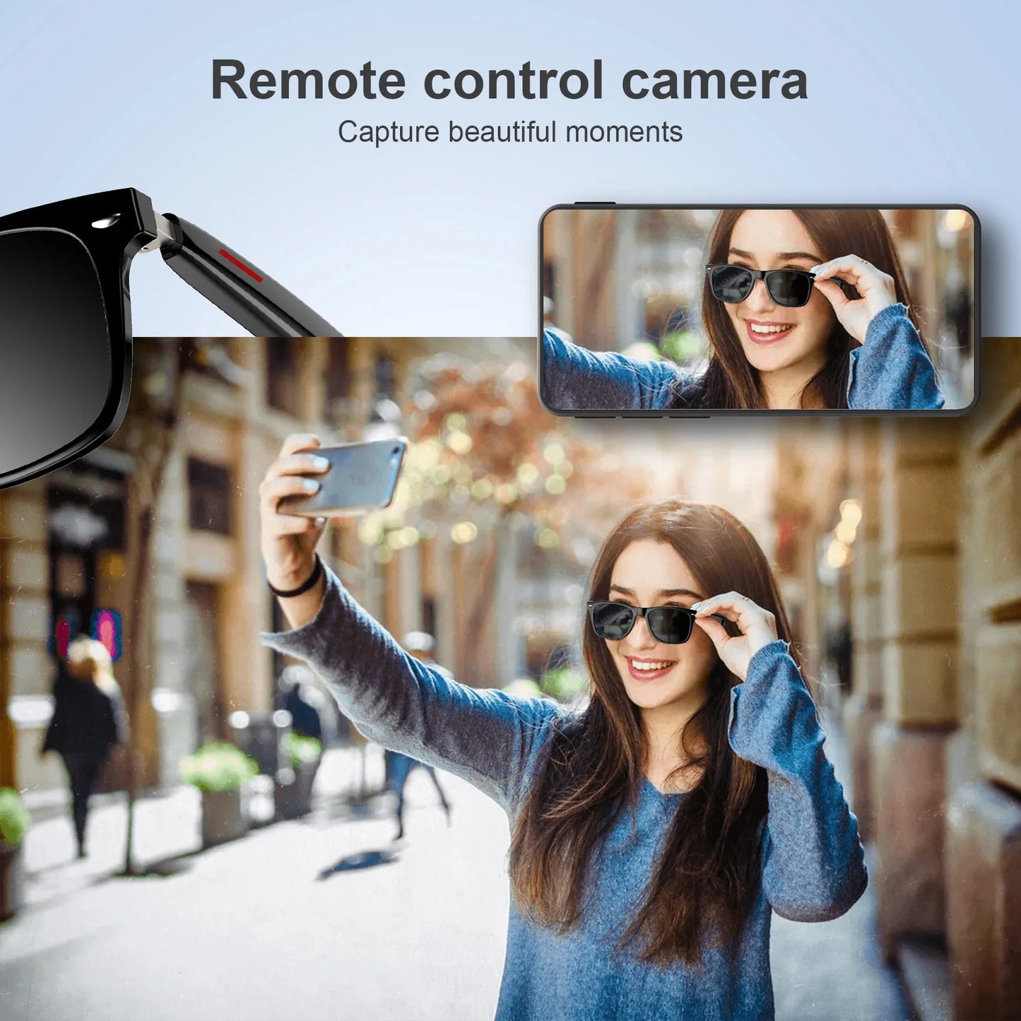 Bluetooth Smart Glasses Built-in Speaker and Mic IPX4 Waterproof Polarized