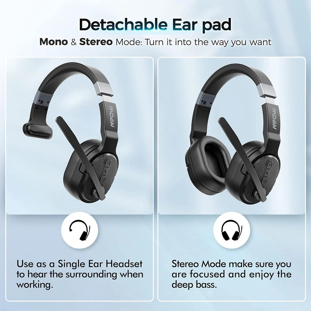 2 in 1 Wireless Headphones Bluetooth Headset