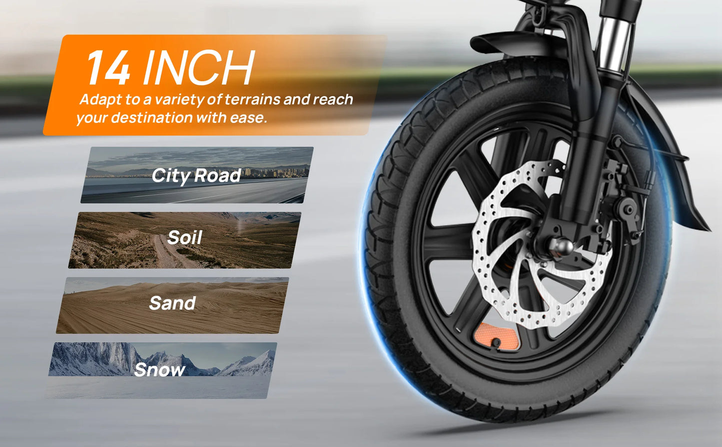 14 Inch Folding E-Bike 500W Power Removable & Fast Charge 40 Miles , Hydraulic Front Suspension .