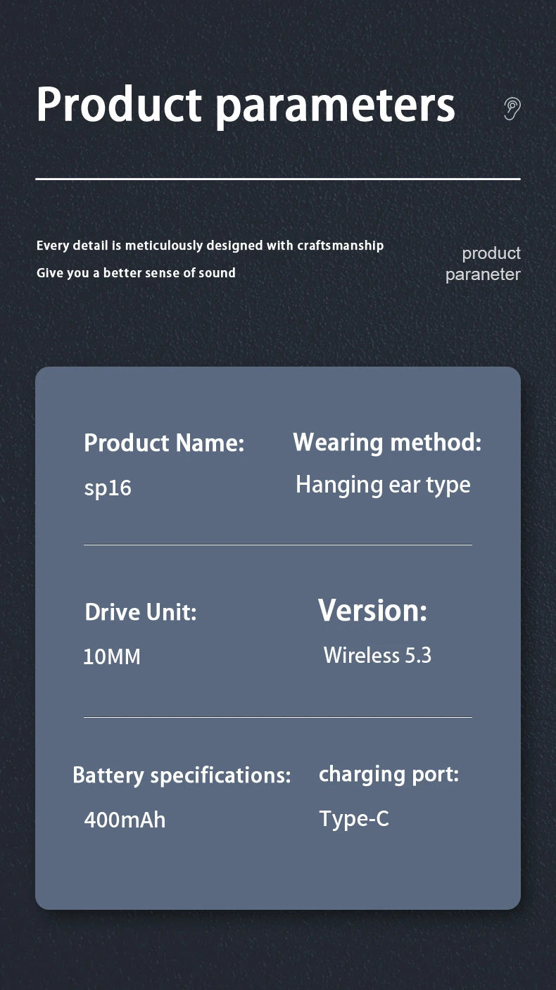 Wireless Earphones Sport Ear Hook, Waterproof