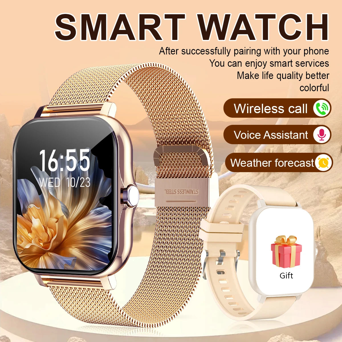 1.83 Size smart watch, Android and iPhone unisex sports watch