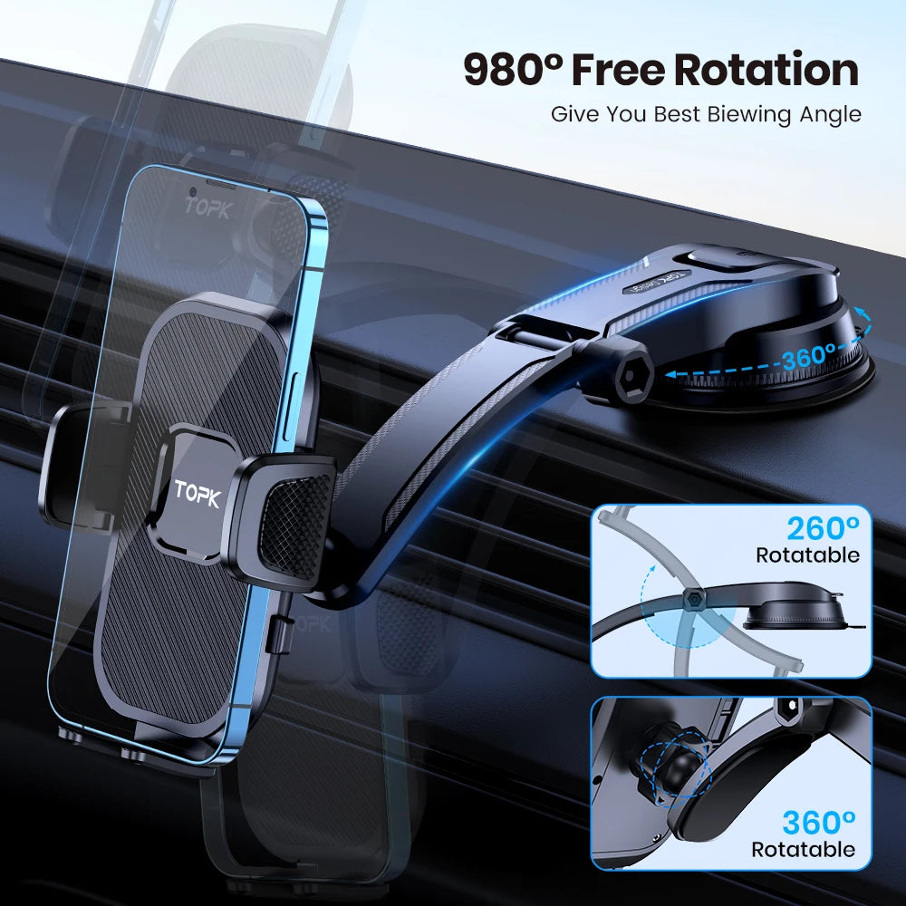 Universal Car Phone Holder Dashboard Mount, 360° Rotatable