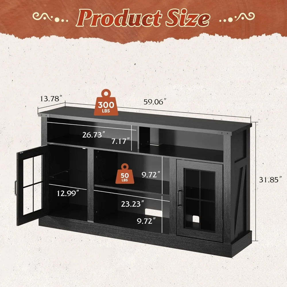 TV Stand for 65 Inch TV,  with LED Lights
