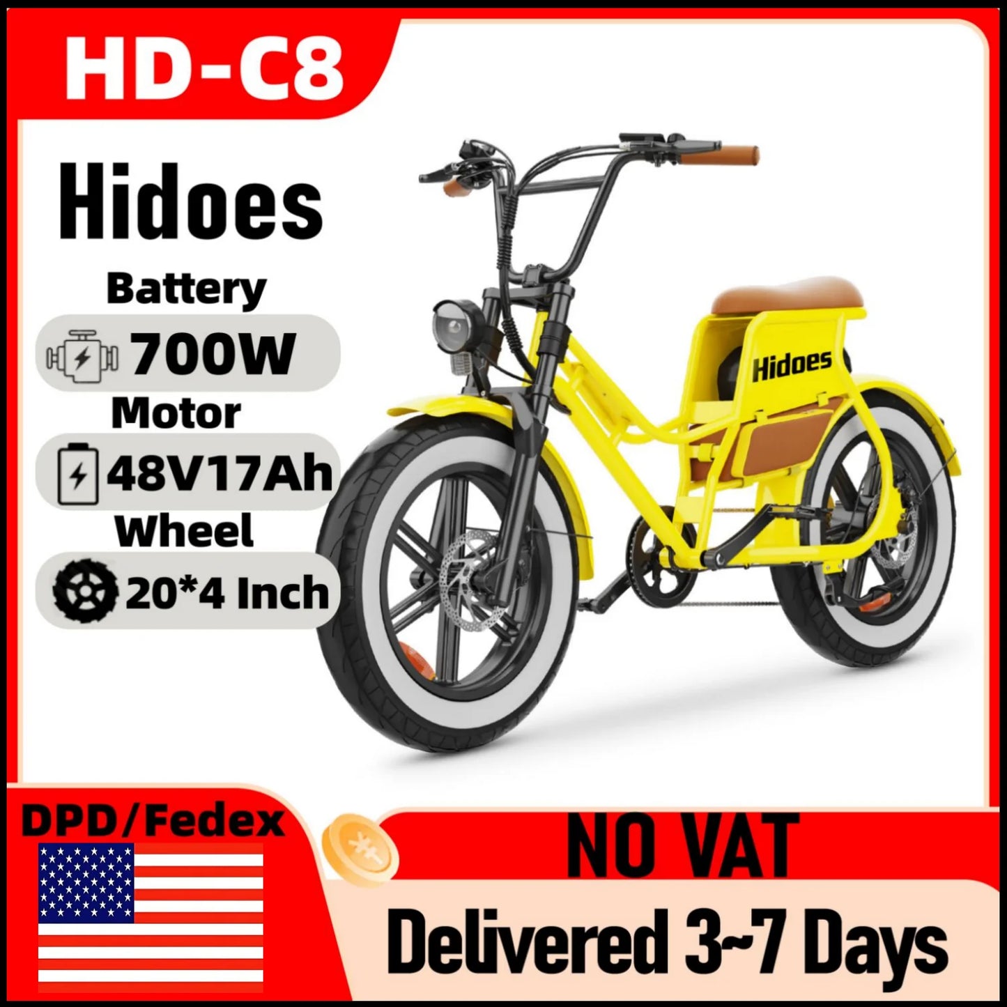 E-bike 700W Motor 48V17AH Lithium Battery Off-road Fat Tire .