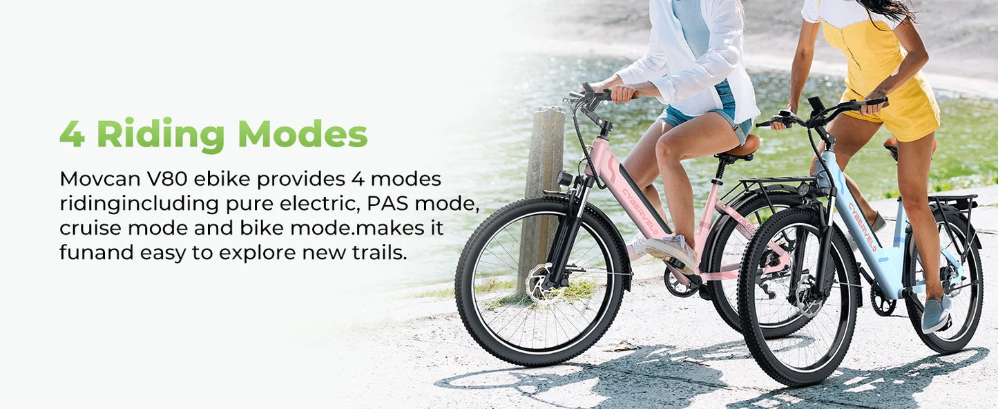 1000 Peak Electric Bike for Adults, up 80 Miles Removable Battery