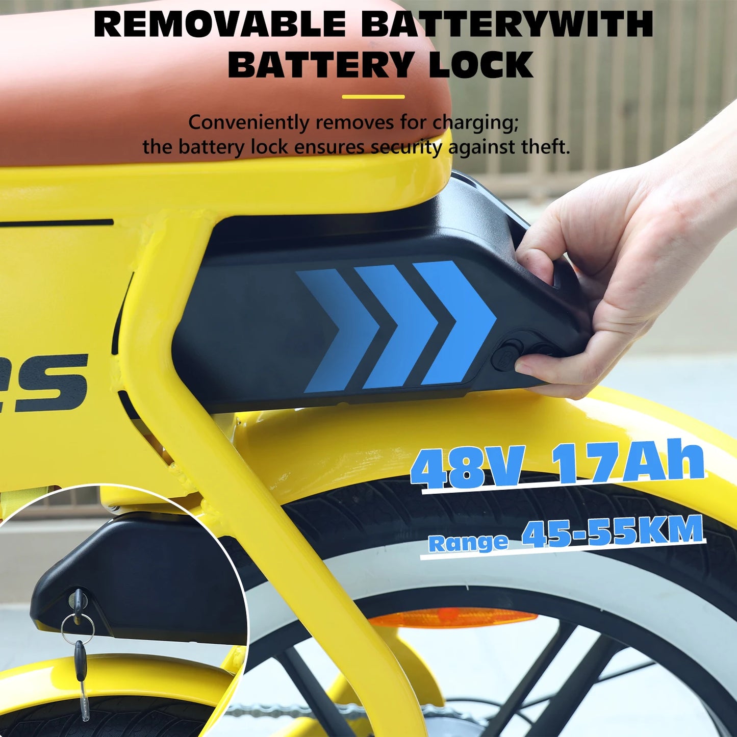 E-bike 700W Motor 48V17AH Lithium Battery Off-road Fat Tire .