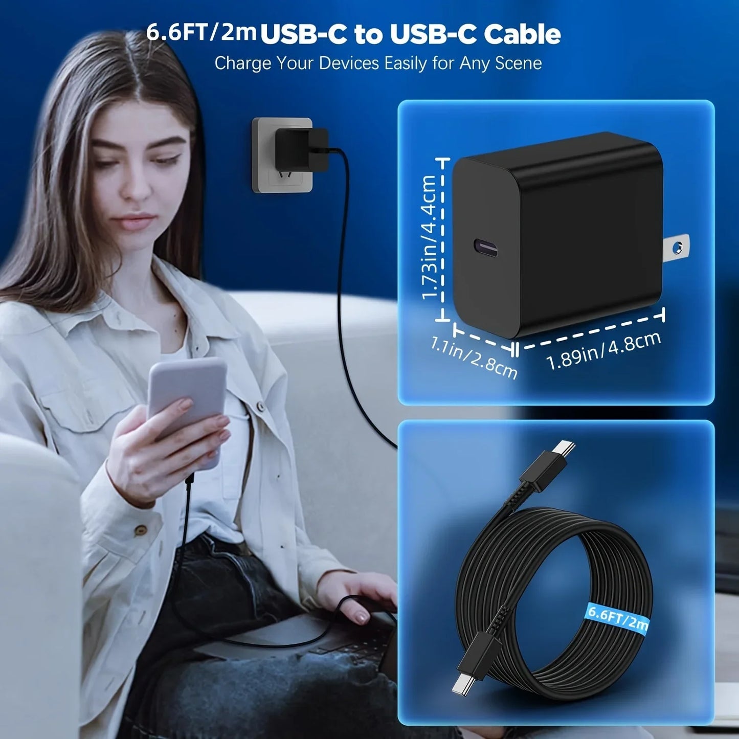 2Pack 45W USBC Cable For Galaxy S24 Ultra/S24+/S23 S22 S21 Ultra/Plus, IPad Pro/Air
