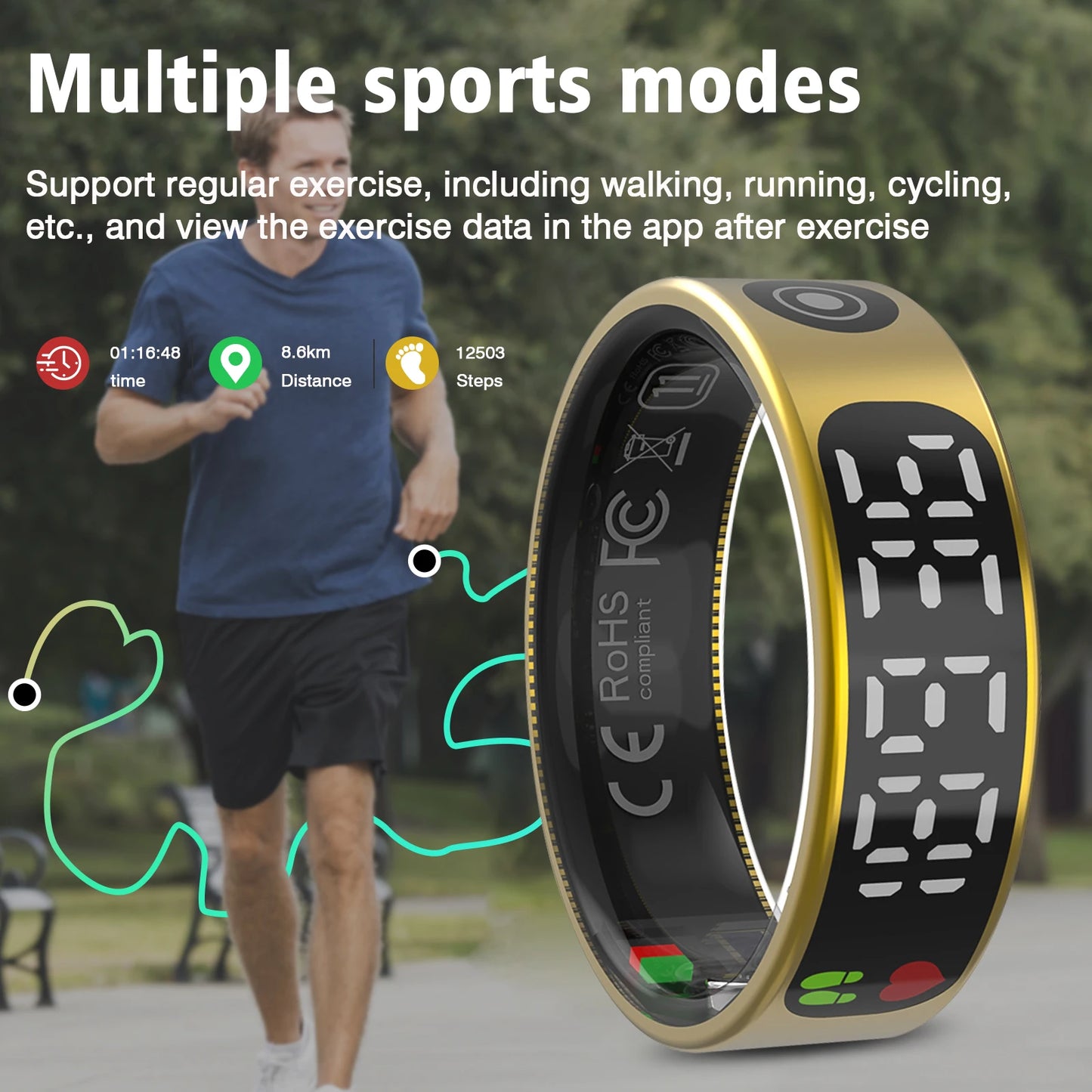 Smart ring, unisex ,multiple sports modes with charging box