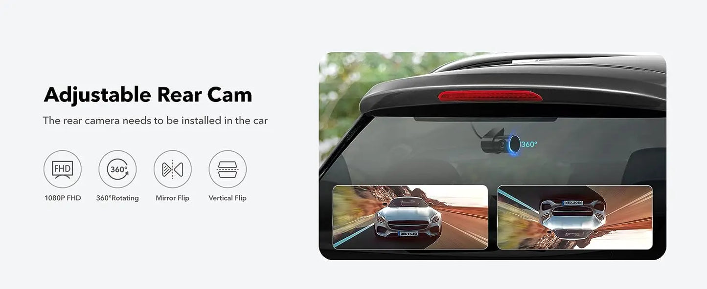 4k Dash Camera with 5G WiFi Triple Car Cameras Built-in GPS