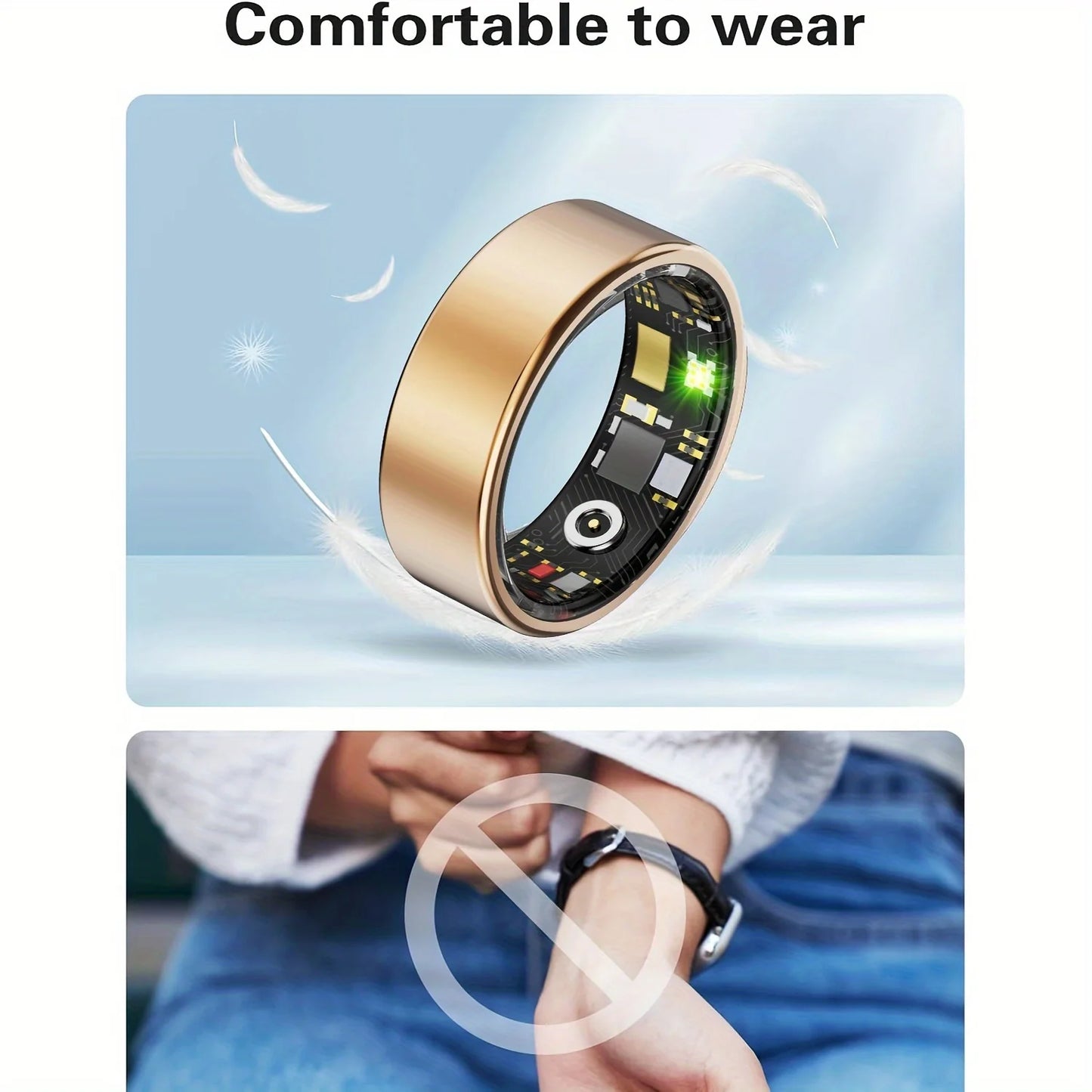 Smart ring, compatible with iPhone and Android, for women and men