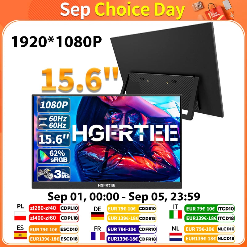 15.6inch Portable Monitor FHD-IPS Panel Second Screen for Laptop