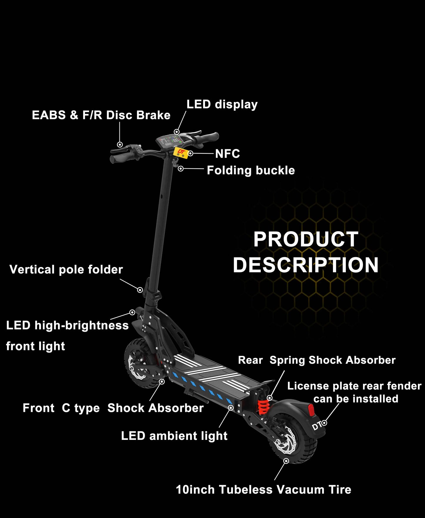Off-Road  Dual Motor 48V 52V 20.8Ah Electric Scooter 1200W