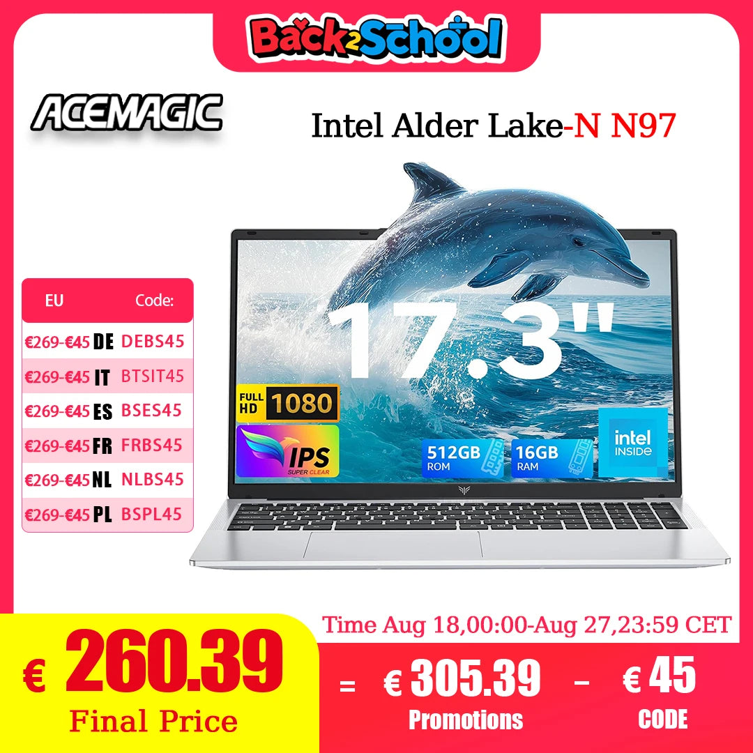 Laptop 17.3'' FHD Intel, Windows 11
