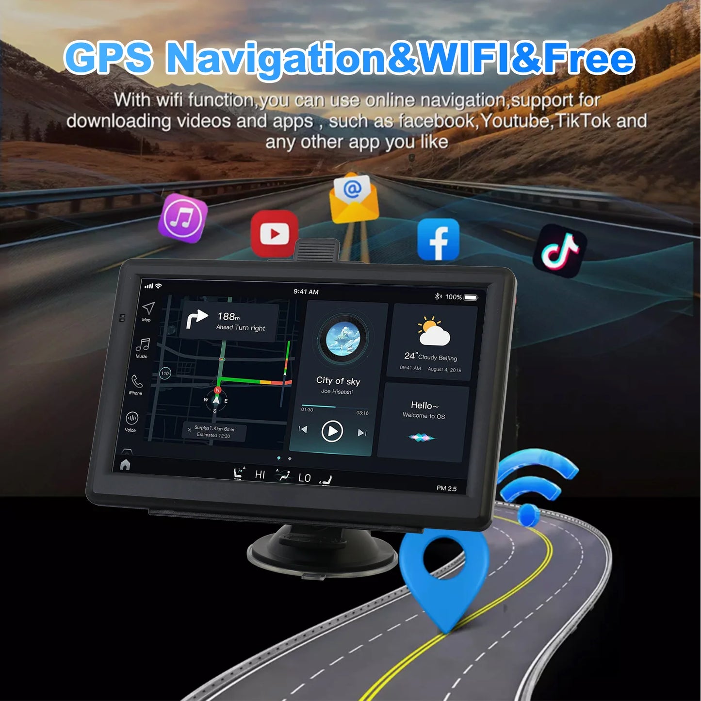 7 Inch HD Large Screen Car Truck GPS Navigation System