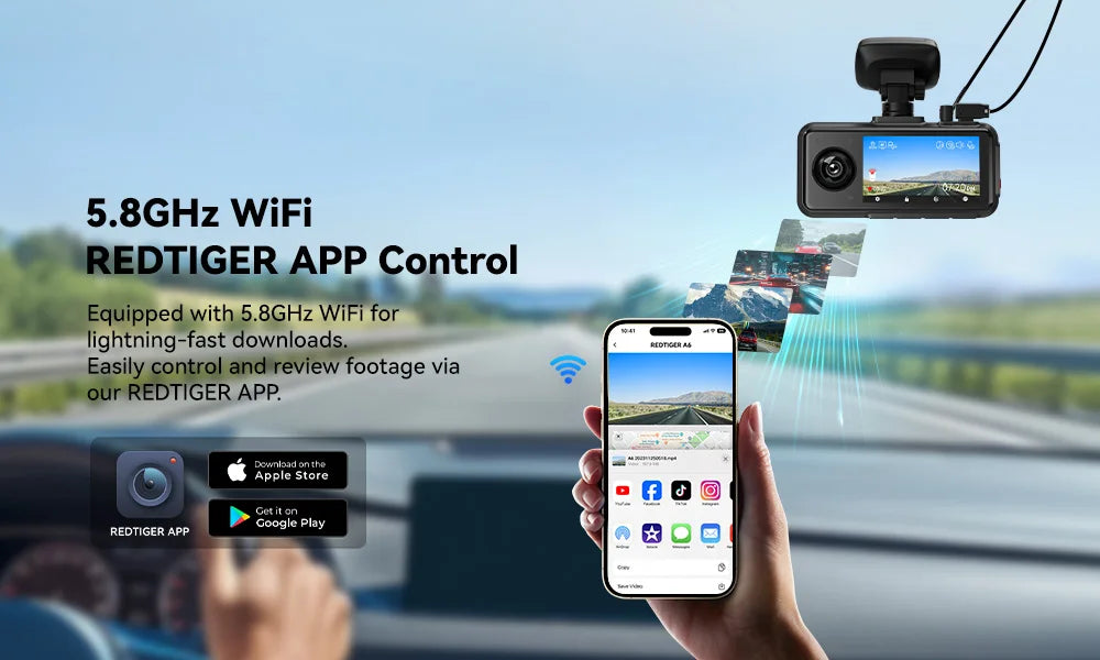 4K Dash Cam Built-in 5.8Ghz WiFi GPS Car DVR Upgrade Night Vision