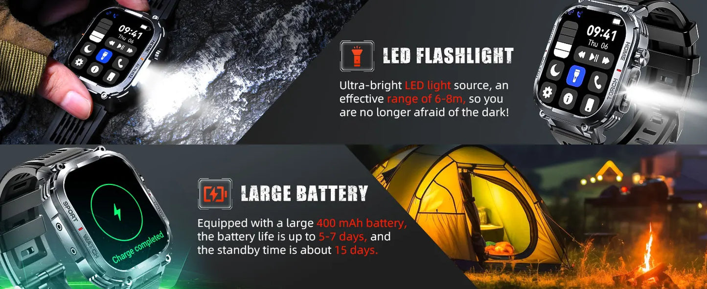 Smart Watch, Waterproof  With Compass And LED Flashlight