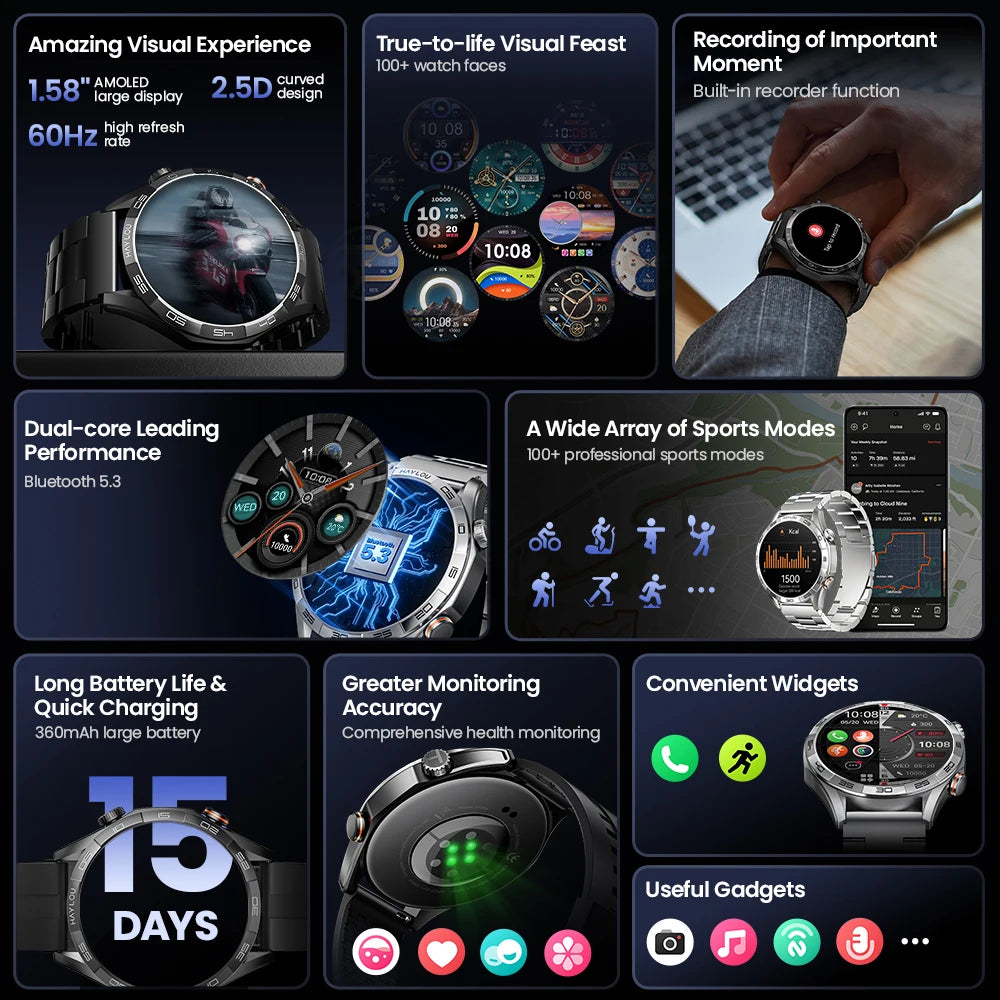 HAYLOU Solar 5 Voice Calling Smartwatch 1.58'' AMOLED Display