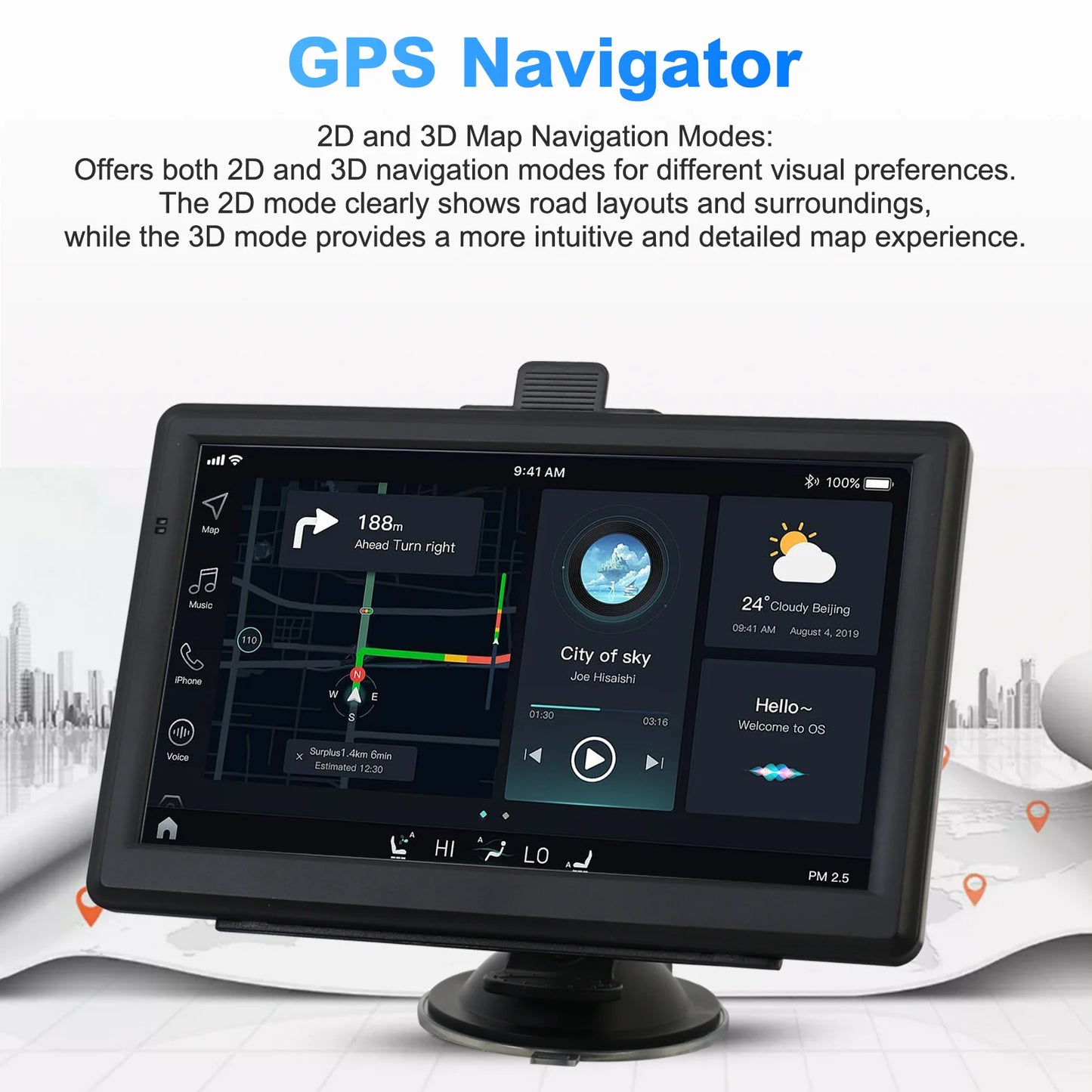 7 Inch HD Large Screen Car Truck GPS Navigation System