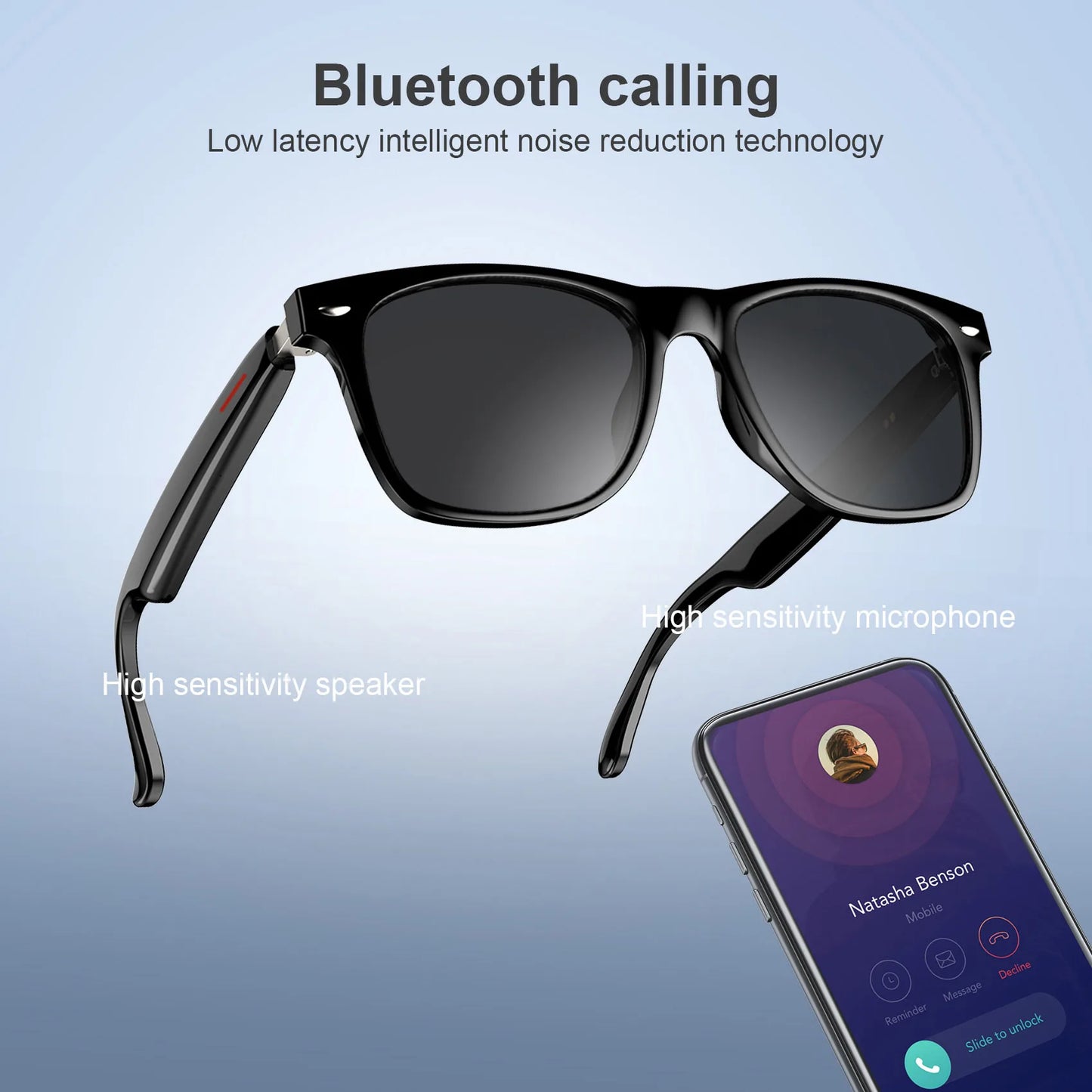 Bluetooth Smart Glasses Built-in Speaker and Mic IPX4 Waterproof Polarized